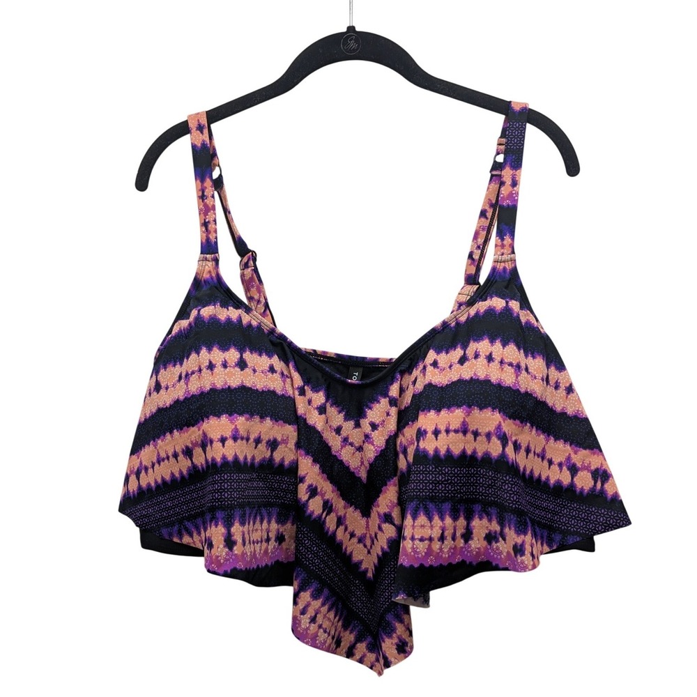 Torrid Swim Bikini Top Womens 4X Purple Orange Tie Dye New Wire Free Plus